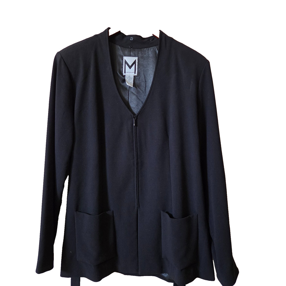 Marc Bouwer NWT Womens XL Black Blouse Convertible Ruffle Top Detachable Collar - Picture 3 of 16